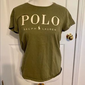 Polo army green stitched t-shirt